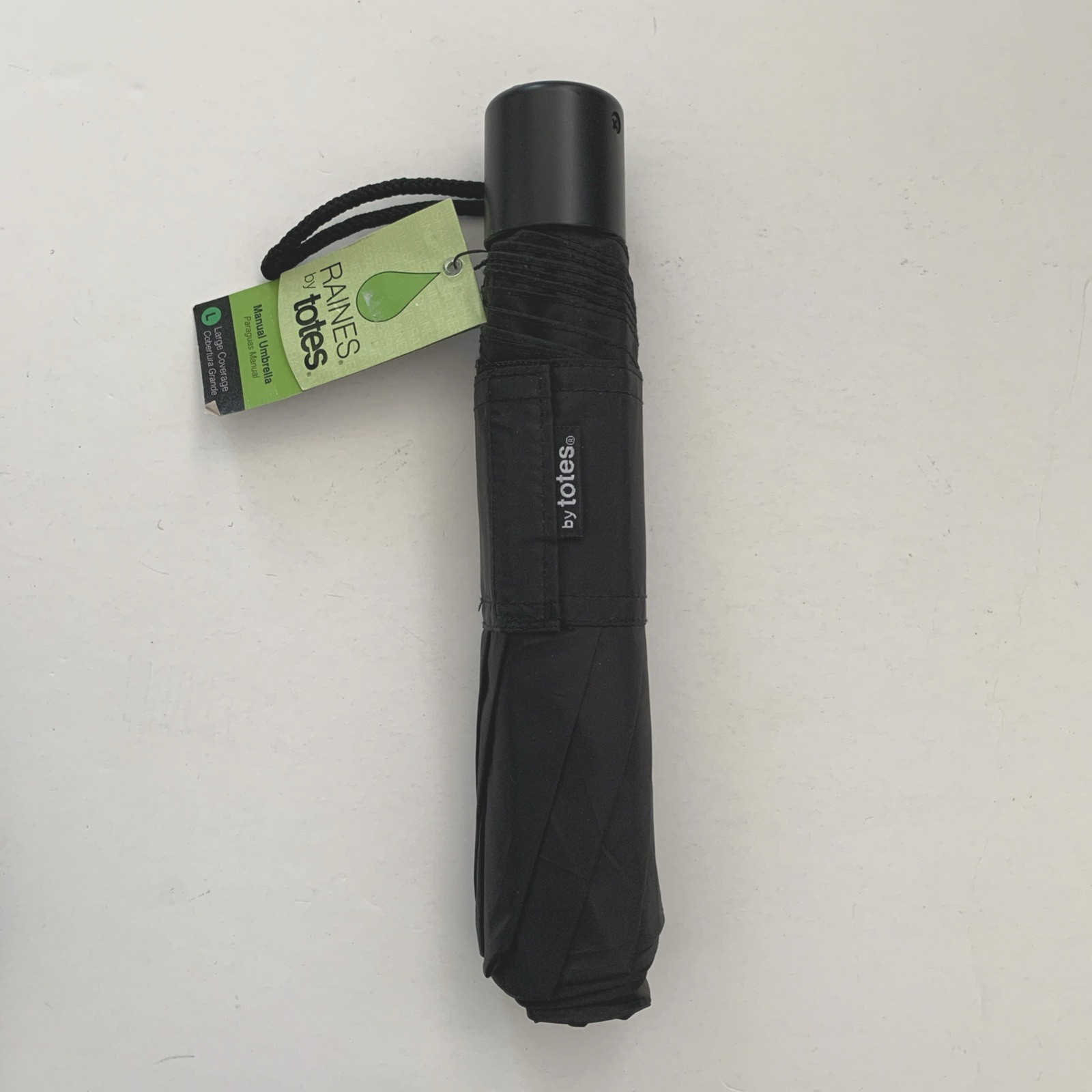 2 pk Raines Totes Manual Umbrella Large L Coverage Compact Isotoner Black