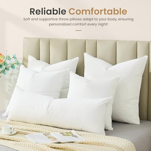 Throw Pillows 20x20 Euro Pillow Inserts Set of 2, 20x20 inch (Pack of 2) White