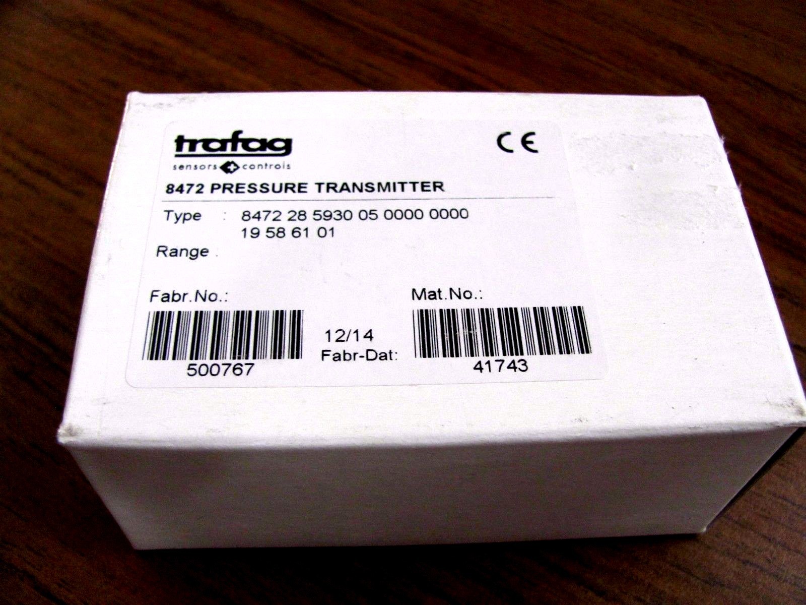 Trafag Sensor Controls ECT 8472 Industrial Pressure Transmitter