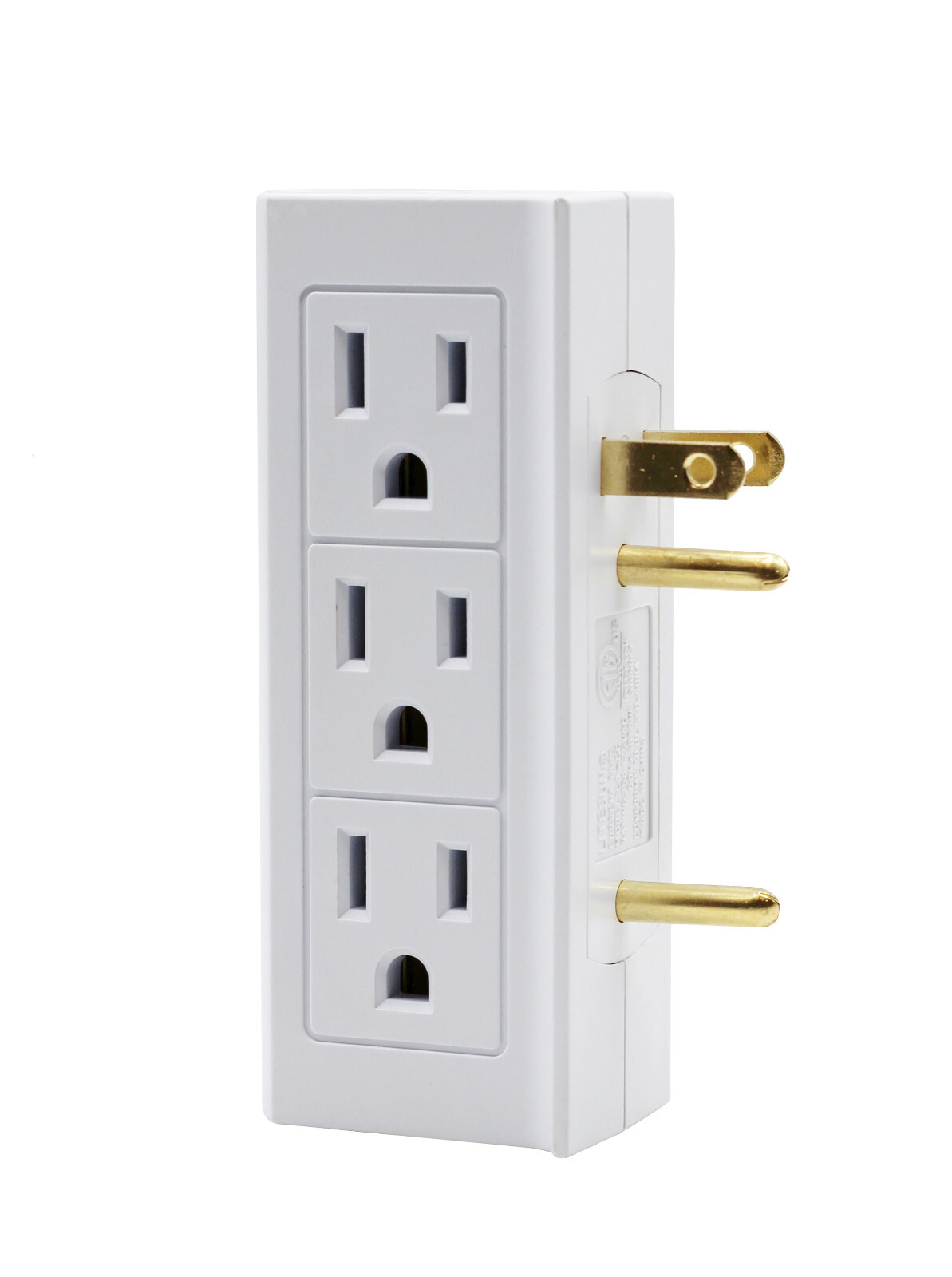 6 Outlet Vertical Extender Wall Tap - Split 2 Outlets Into 6 Grounded - 2 Pack