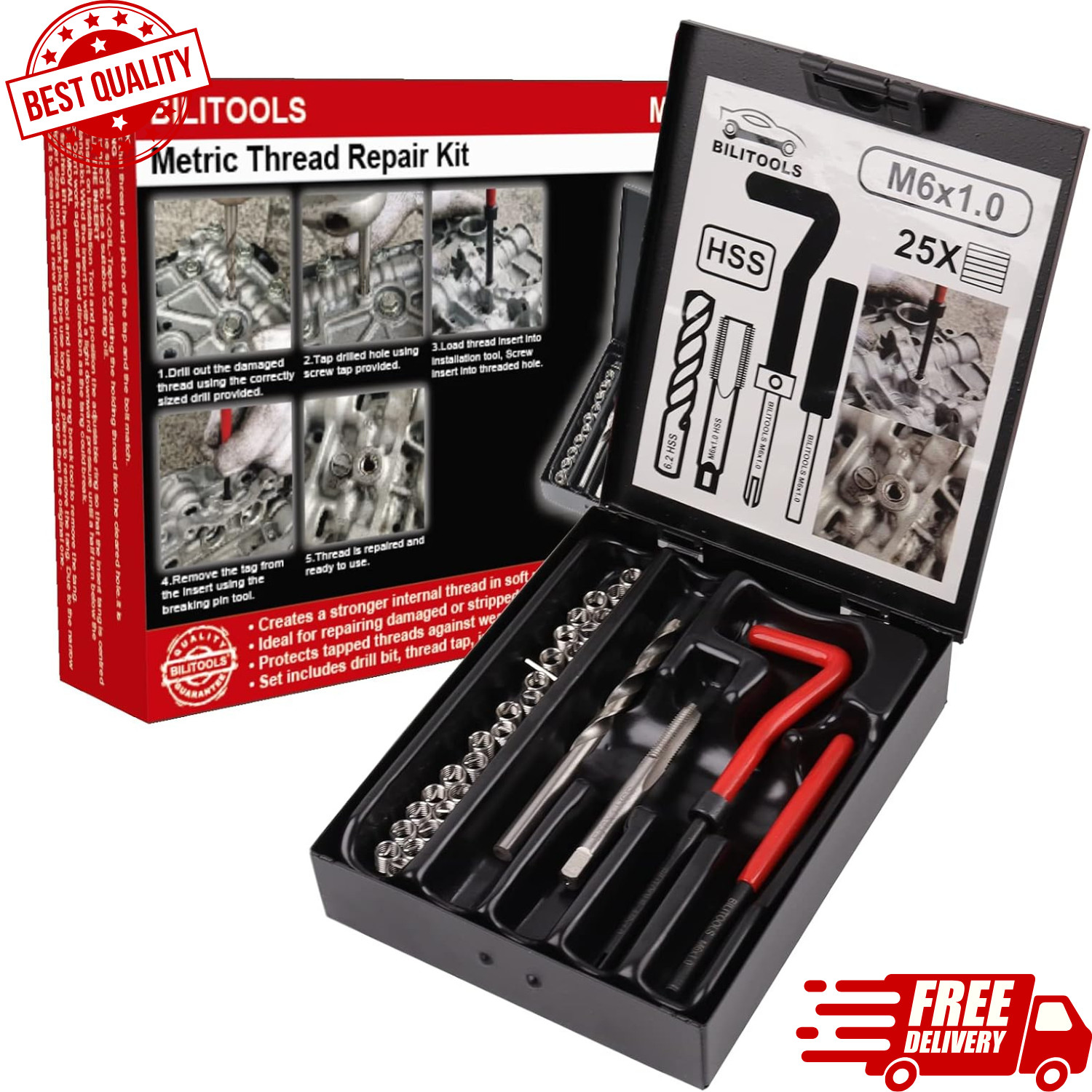 3/8-16 inch Thread Repair Kit HSS Drill Helicoil Repair Kit SAE
