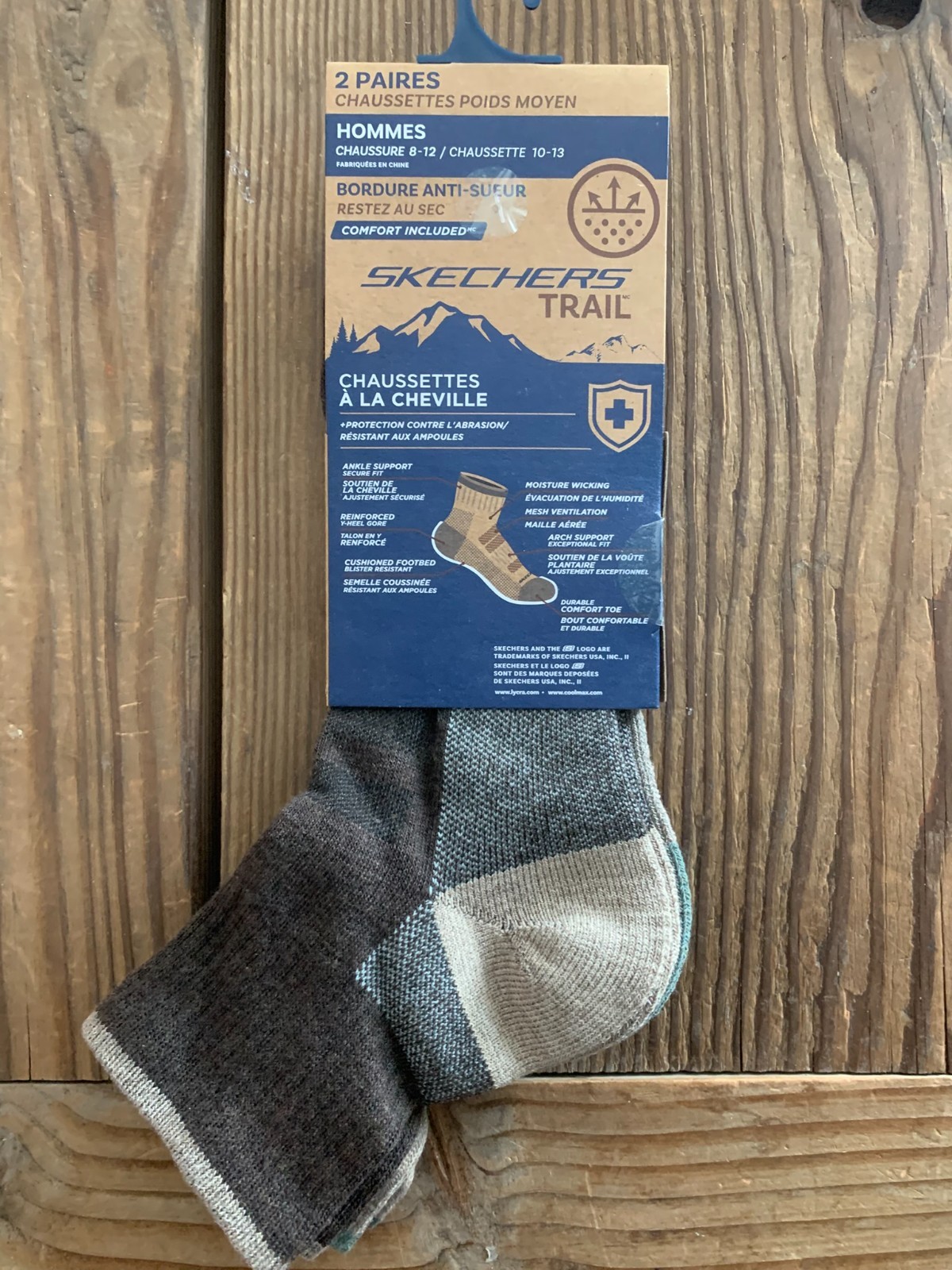 New Skechers Cool Max Trail 2 Pk. Midweight Qtr. Crew Socks 8-12-Hiking