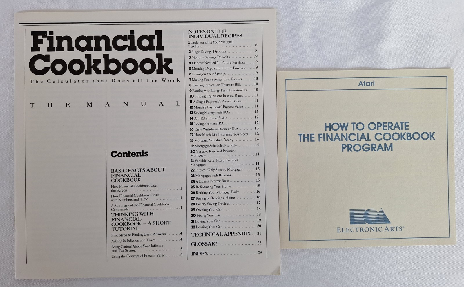 Atari Financial Cookbook Electronic Arts Stan Trost Computer Program