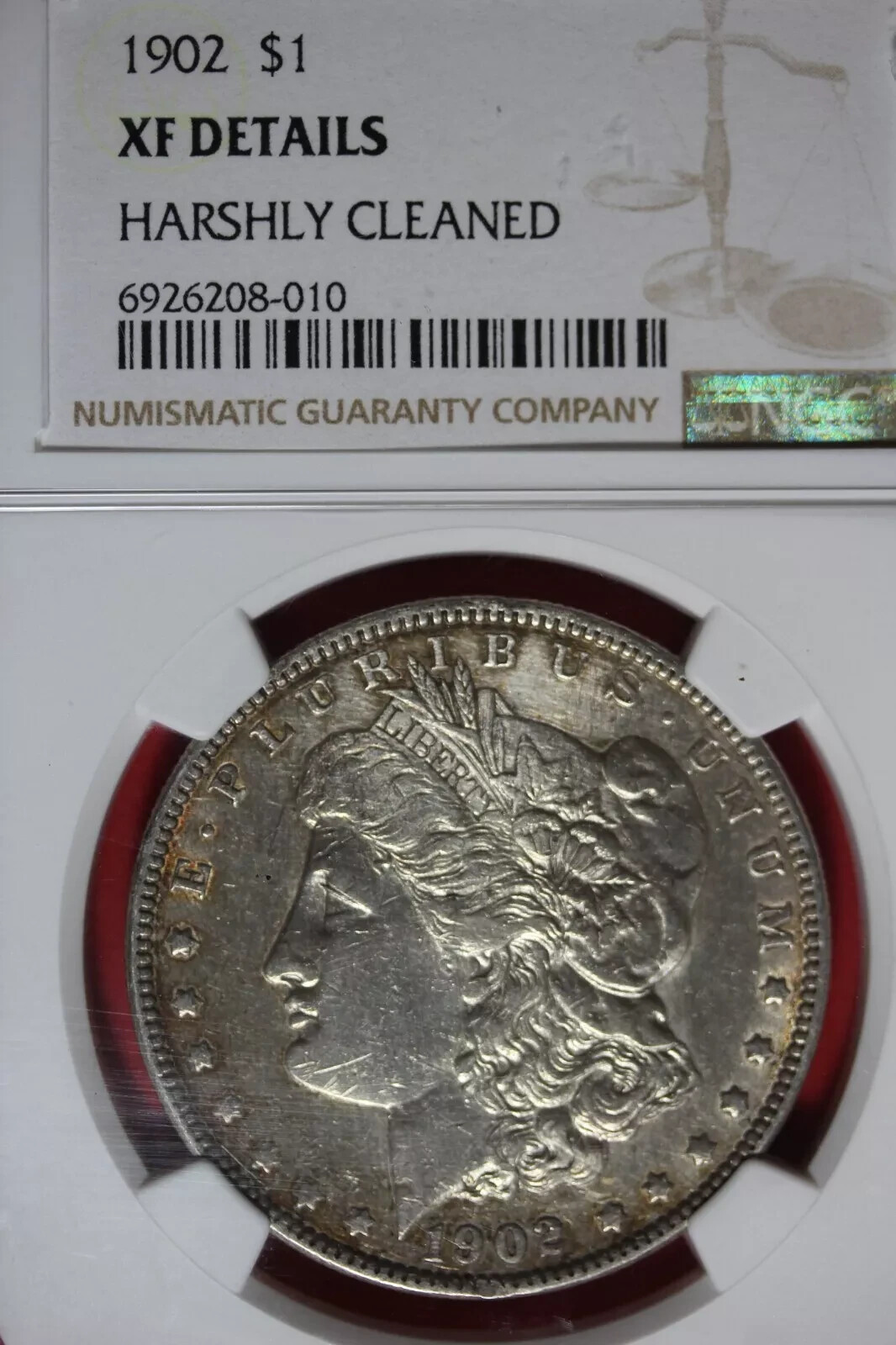 1902 NGC XF DETAILS HARSHLY CLEANED MORGAN SILVER DOLLAR