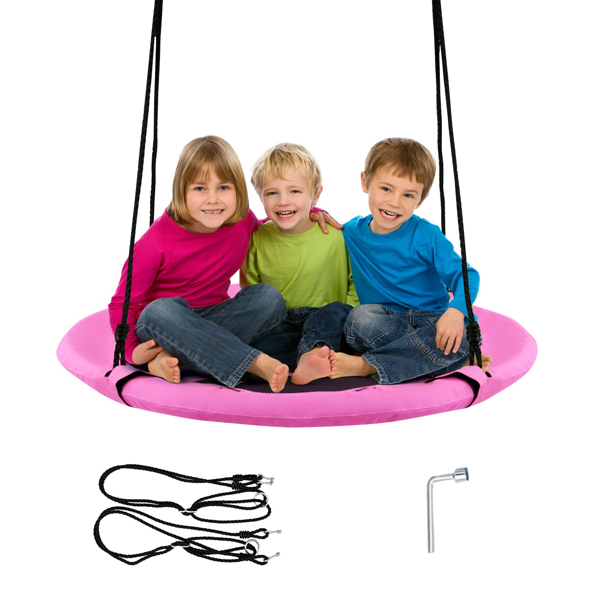 40" Flying Saucer Tree Swing Indoor Outdoor Play Set Kids Christmas Gift Pink