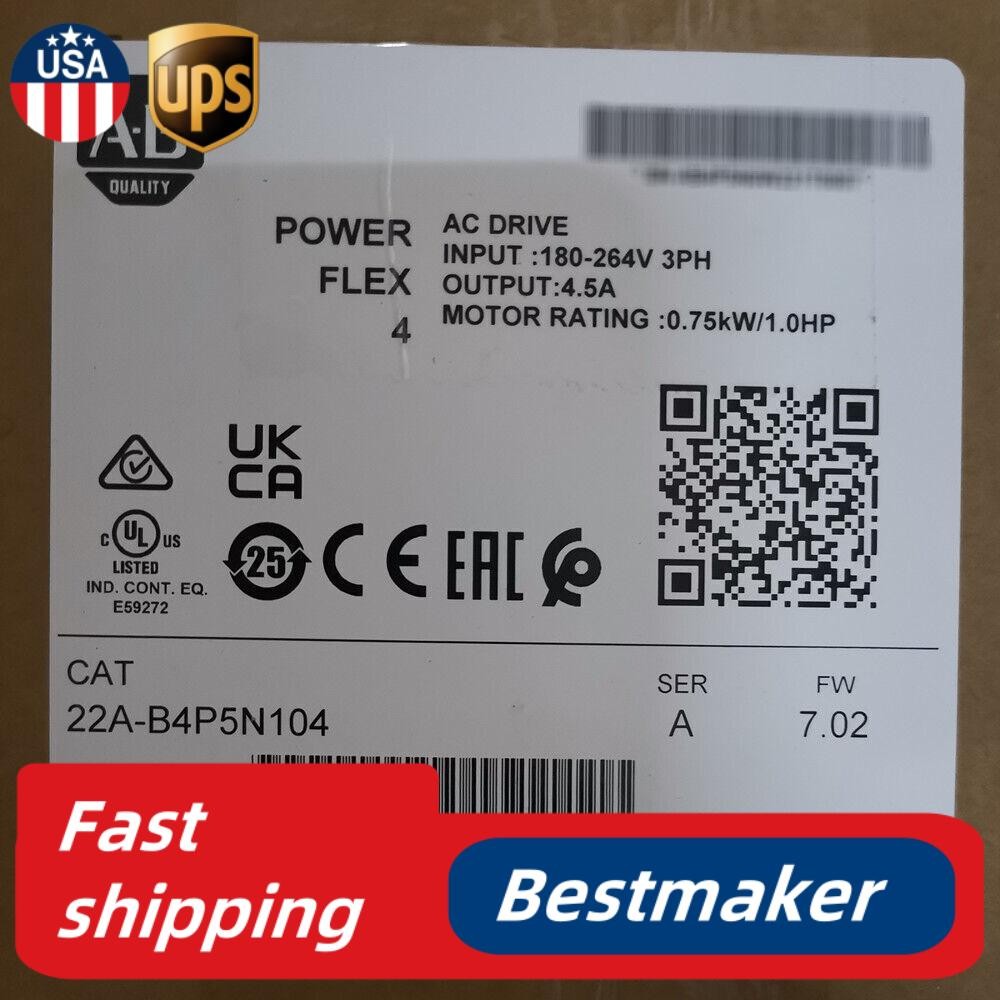Allen-Bradley 22A-B4P5N104 Sealed PowerFlex 4 240V 3P 1HP AC Drive US Free Tax