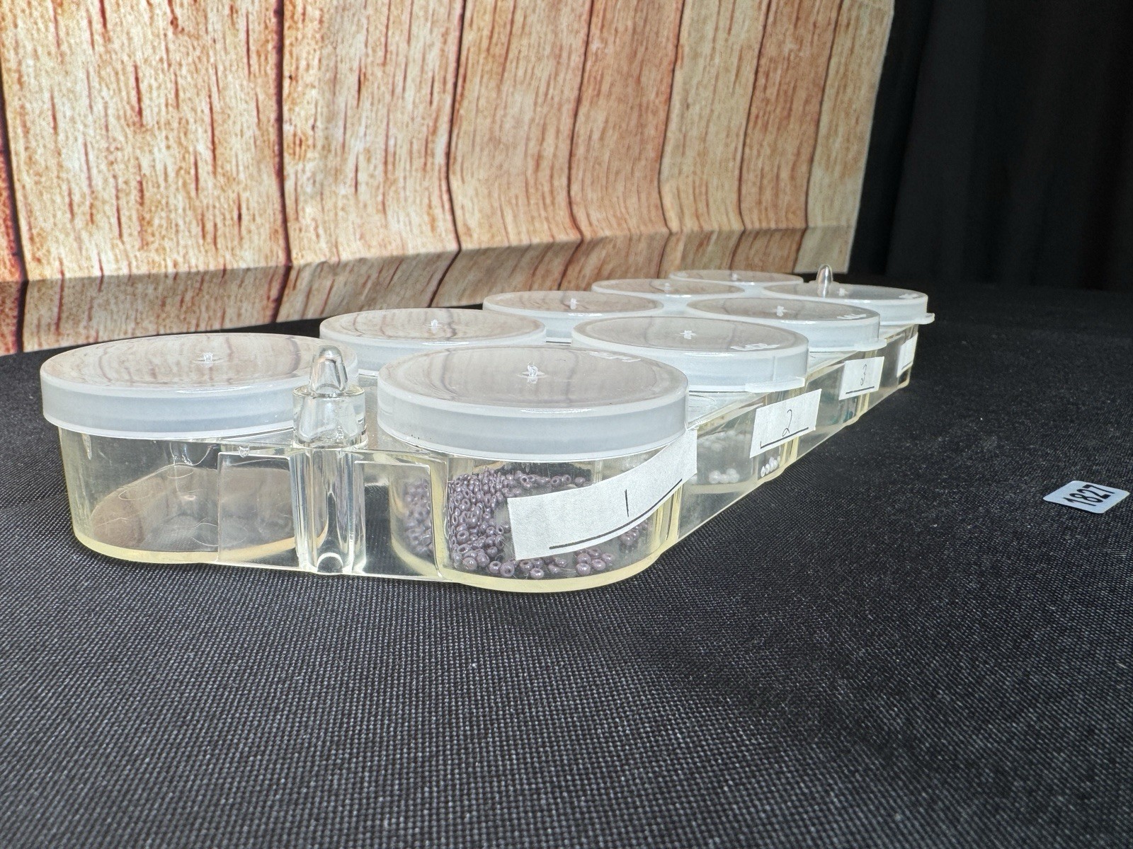 VTG Seed Bead Container W/ Some Glass Seed Beads