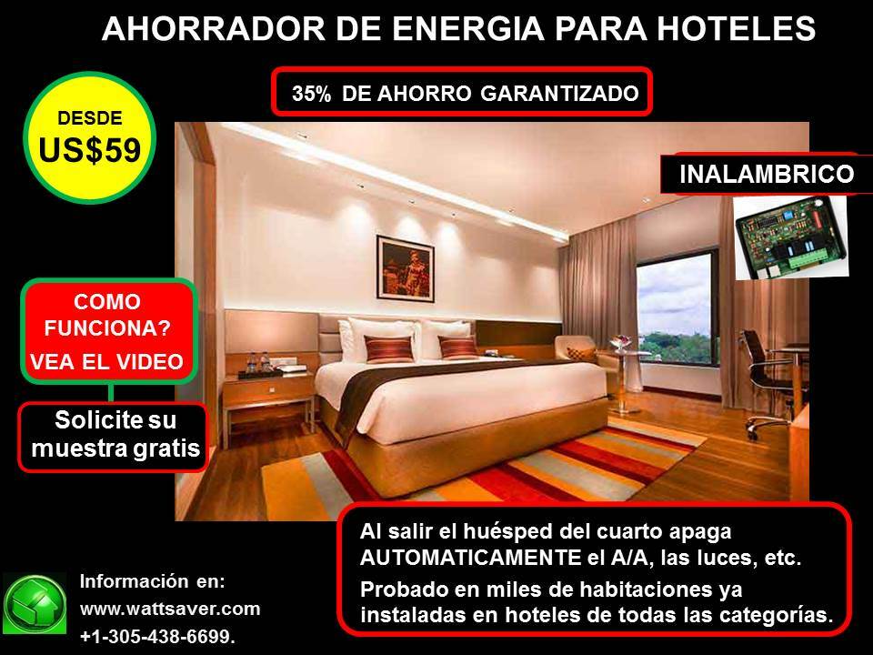 Ahorrador De Energia Eléctrica para HOTELES Ahorre  Hasta 35%  Energy Saver