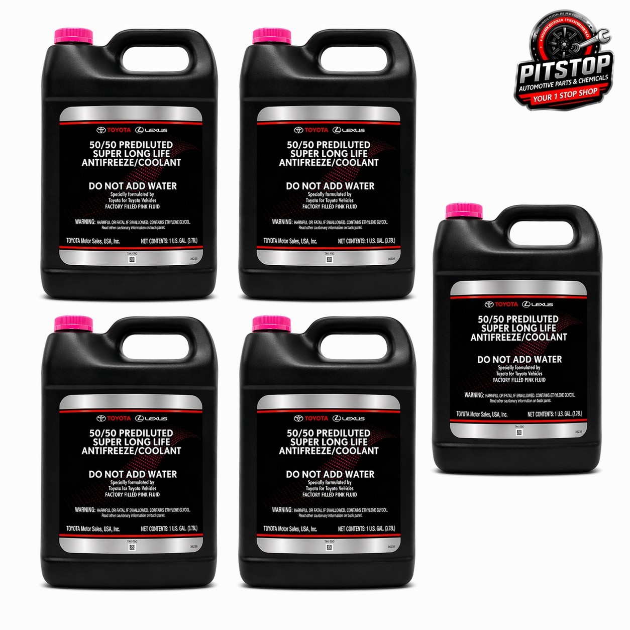 Toyota Pink X 5 Super Long Life Coolant Antifreeze 1 Gal 50/50 Prediluted OEM US