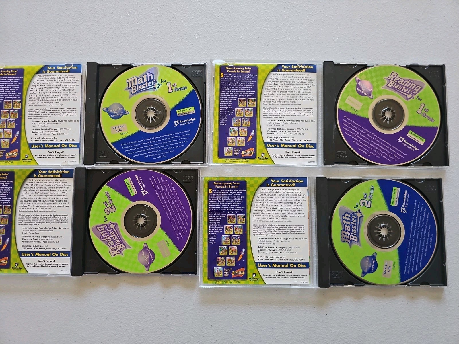 Math Blaster + Reading Blaster 4x Lot For 1st & 2nd Grade | CD-ROM Windows Mac