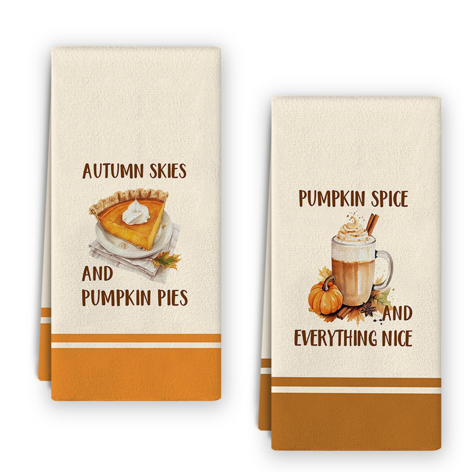 Fall Kitchen Towels Set - Pumpkin Pies Spice Baking Gifts Pastry Chef Hostess...