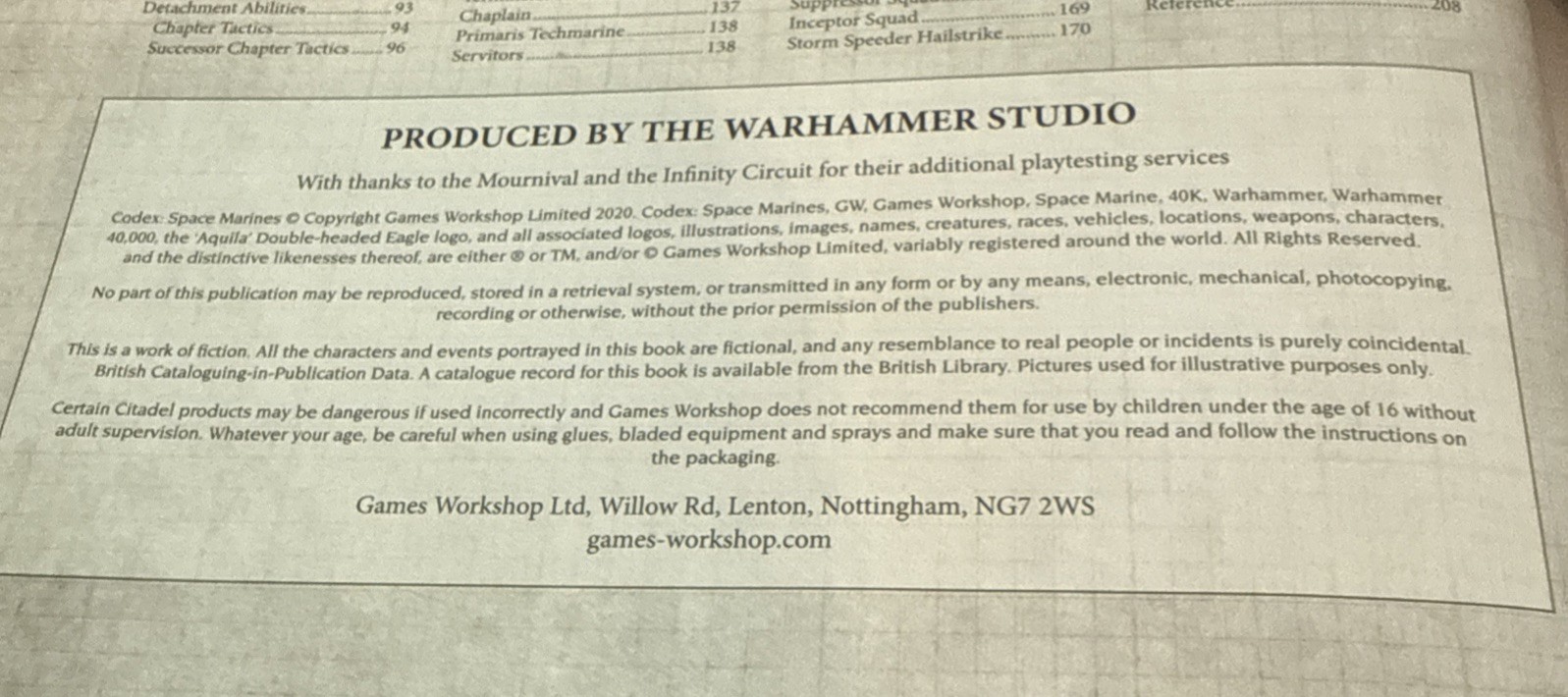 Warhammer 40,000 Codex Space Marines Hardcover