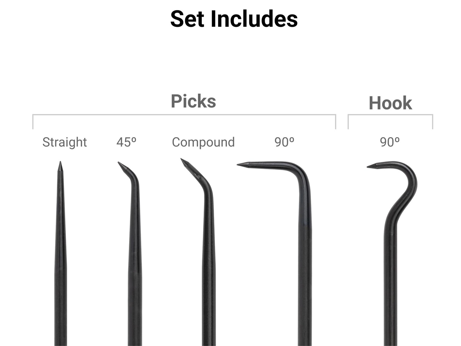 Precision Pick Hook Set 5 Piece Auto Mechanics Small Detail Work Engine