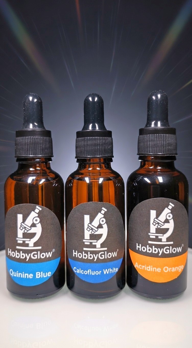 HobbyGlow Fluorescence Trio Microscopy Starter Reagent Set