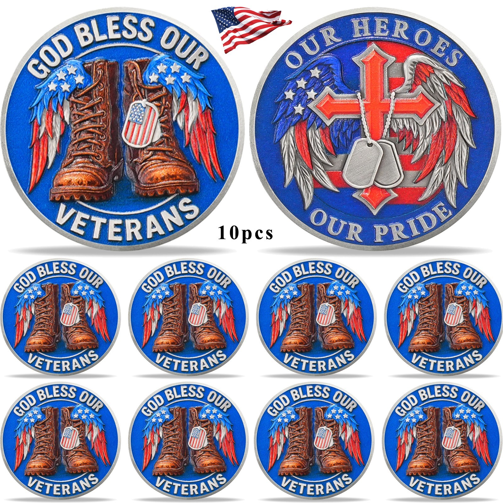 10Pcs Military Challenge Coins Lot Veteran Coins Thank You For Your Service Coin