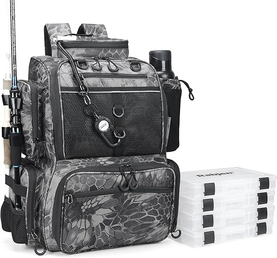 Fishing Tackle Backpack with Rod Holders,Bottle Holder,Store Fishing Gear