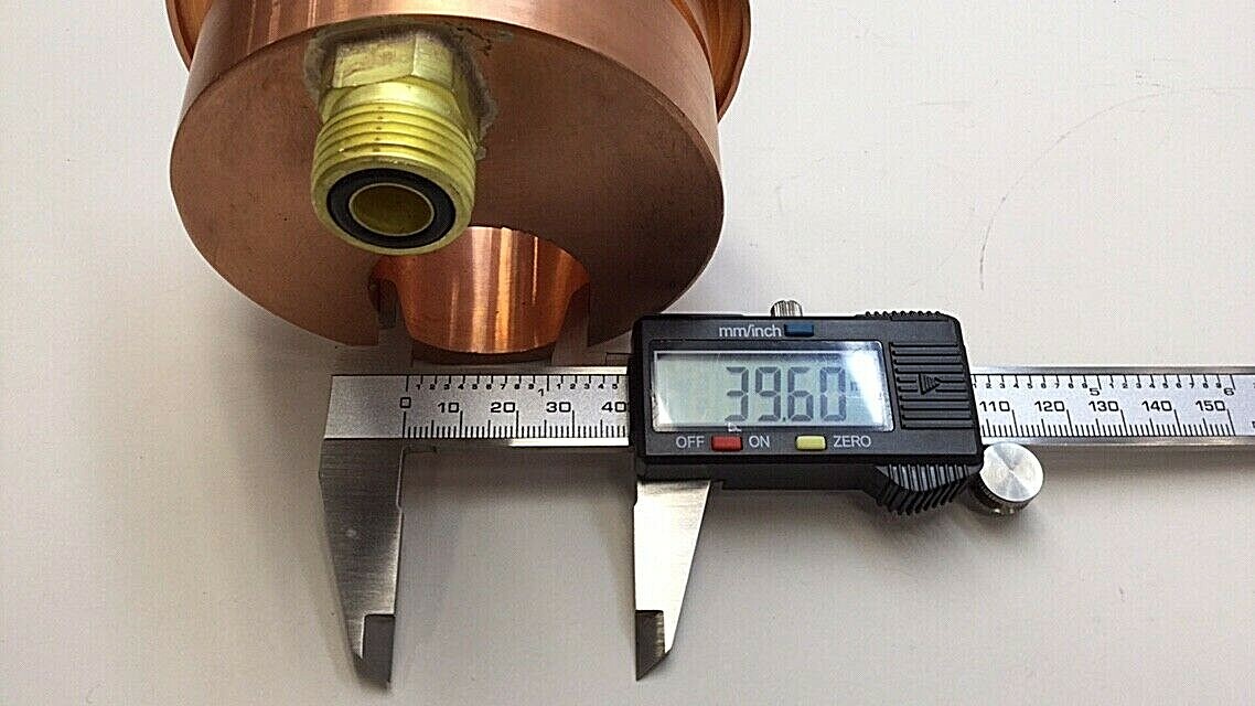 Unknown 010R361 Copper RF Feed Thru Assy Low Side For Gemini Epi Reactor