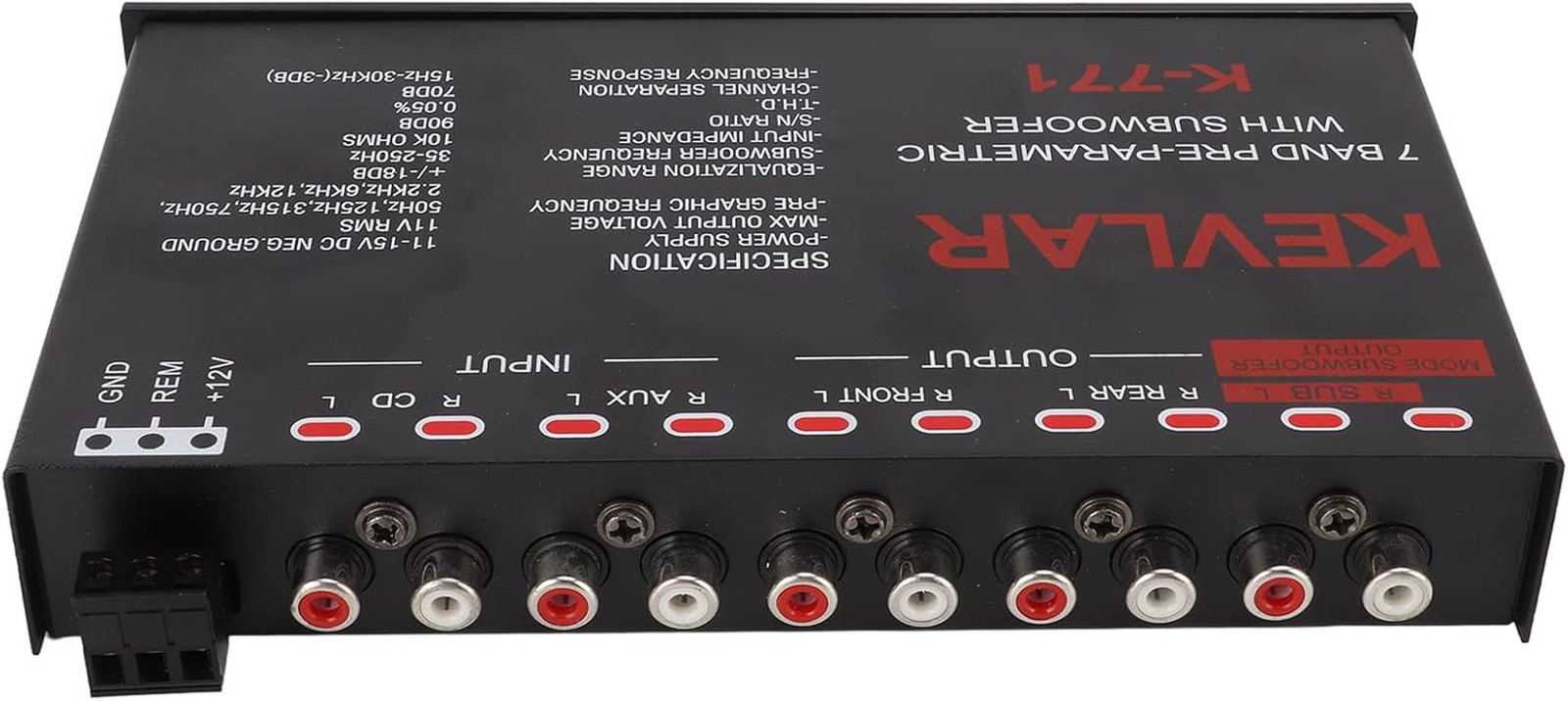Car Audio Equalizer, Low Pass 7 Band Car Graphic Equalizer High Level Input EQ w