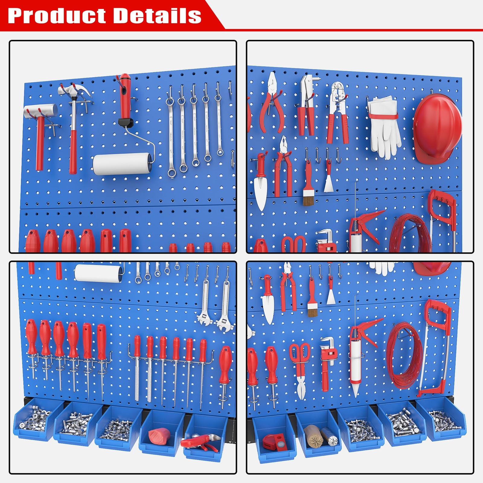 Pegboard Wall Organizer Blue Metal Peg Board Panels Garage Storage System With H