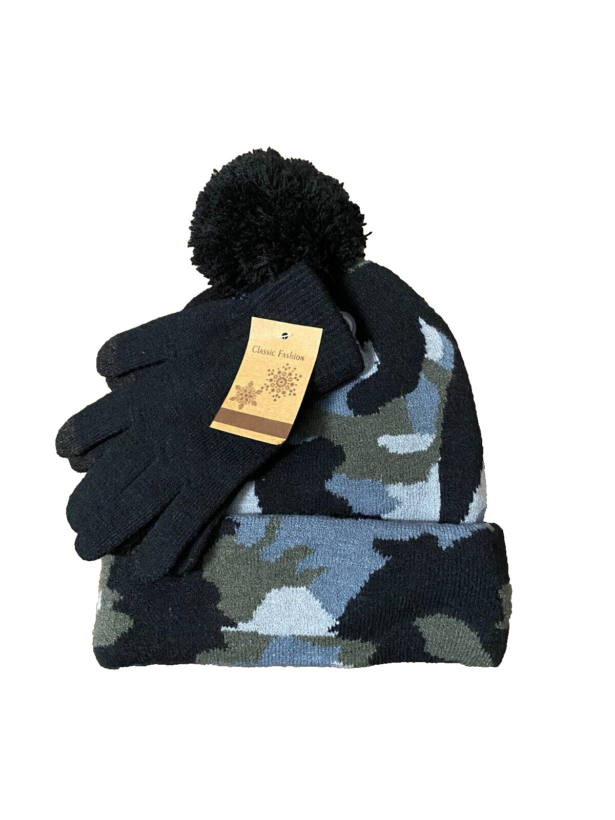 New Boy's Camouflage Youth Beanie & Gloves  One size fits most