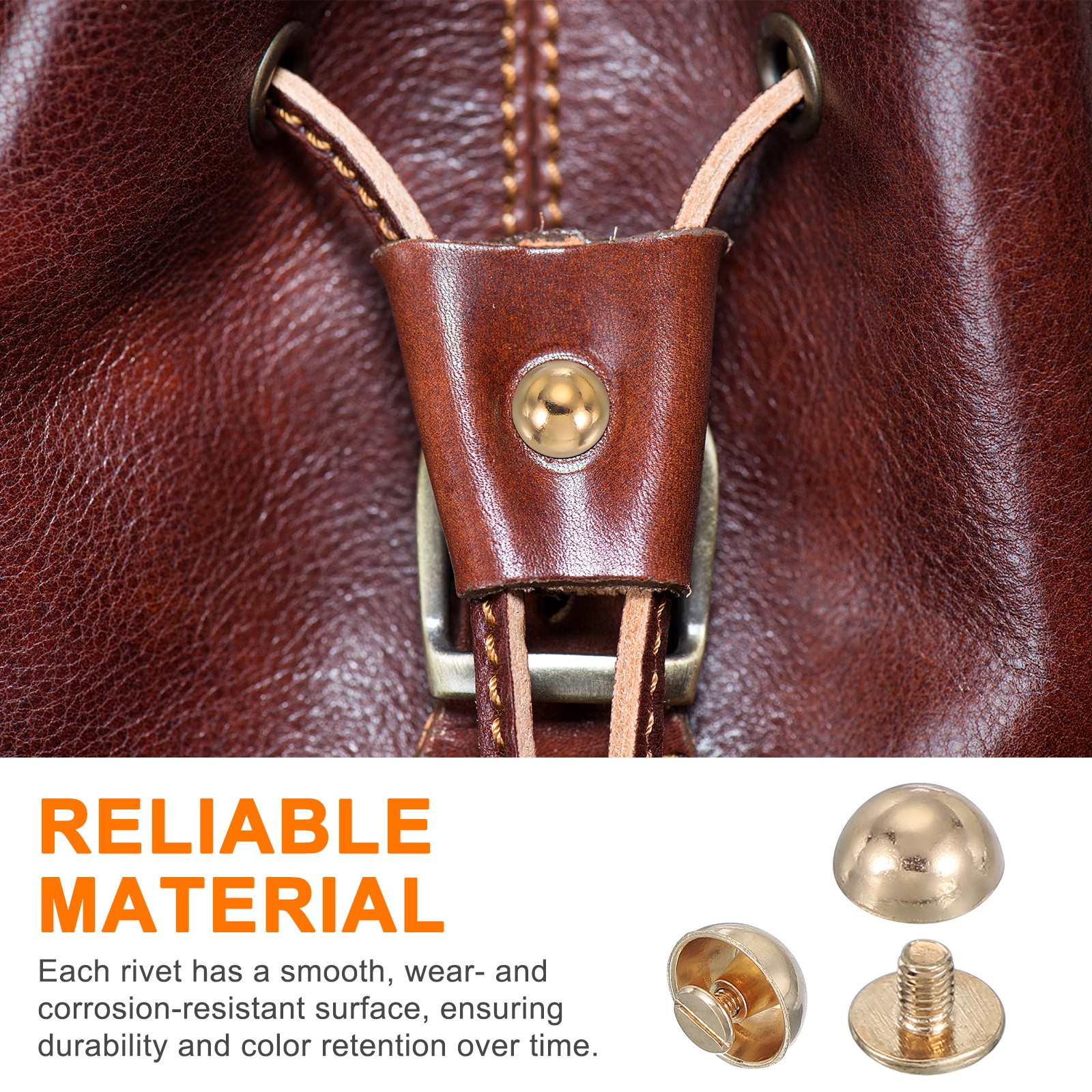 For 9/16\" Dome Studs, 100 Screw Nail Sets, Light Gold