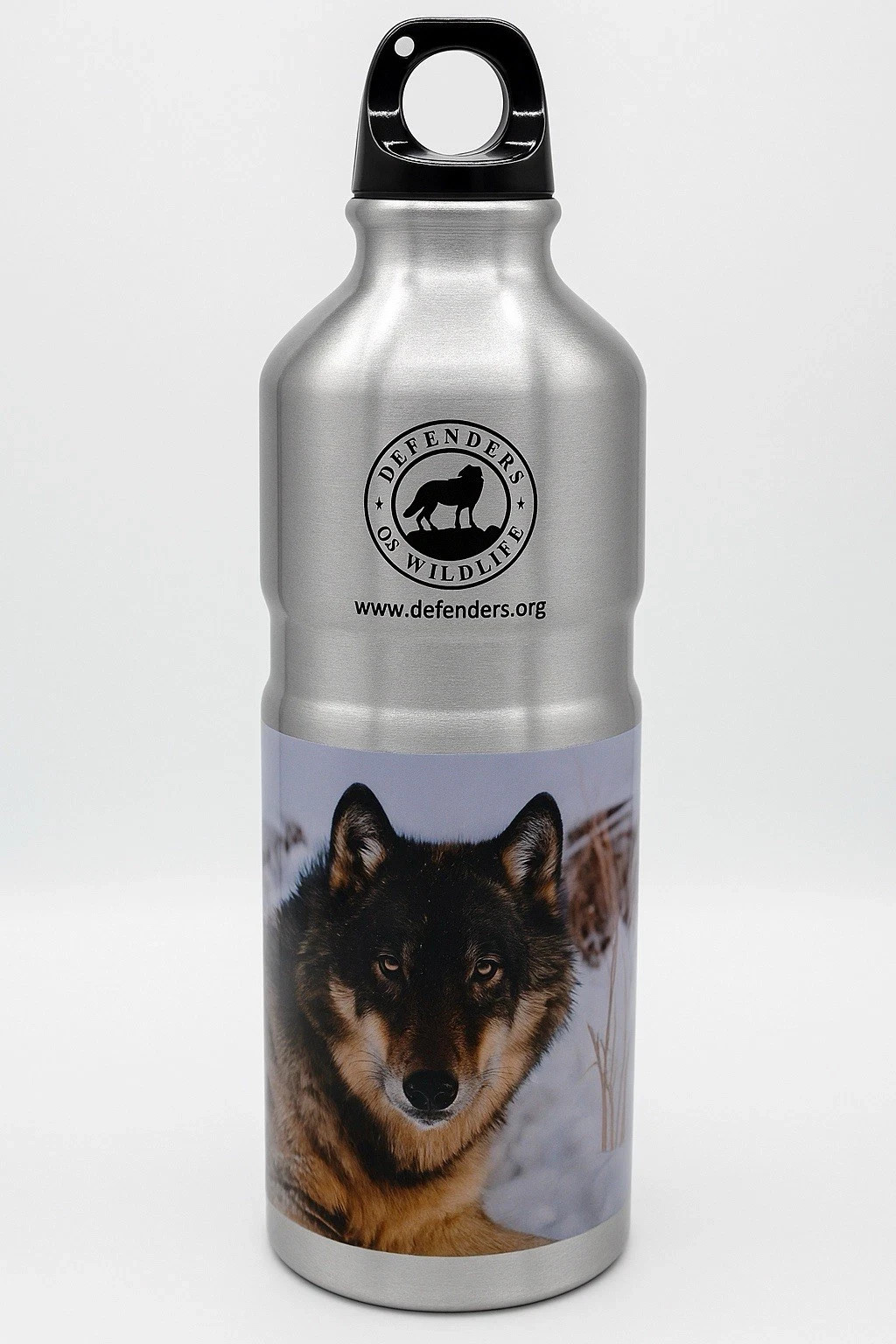 Defenders of Wildlife Stainless Steel Water Bottle – Wolf Design, 20oz