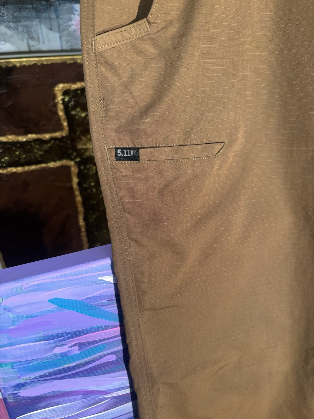 5.11 Tactical Pants Men Brown Solid Rip Stop Pattern Regular Size 36x34 US36/34