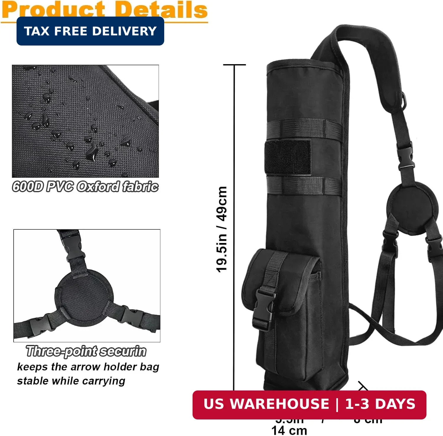 Archery Lightweight Back Arrow Quiver with MOLLE System & Storage Pockets, Adjus