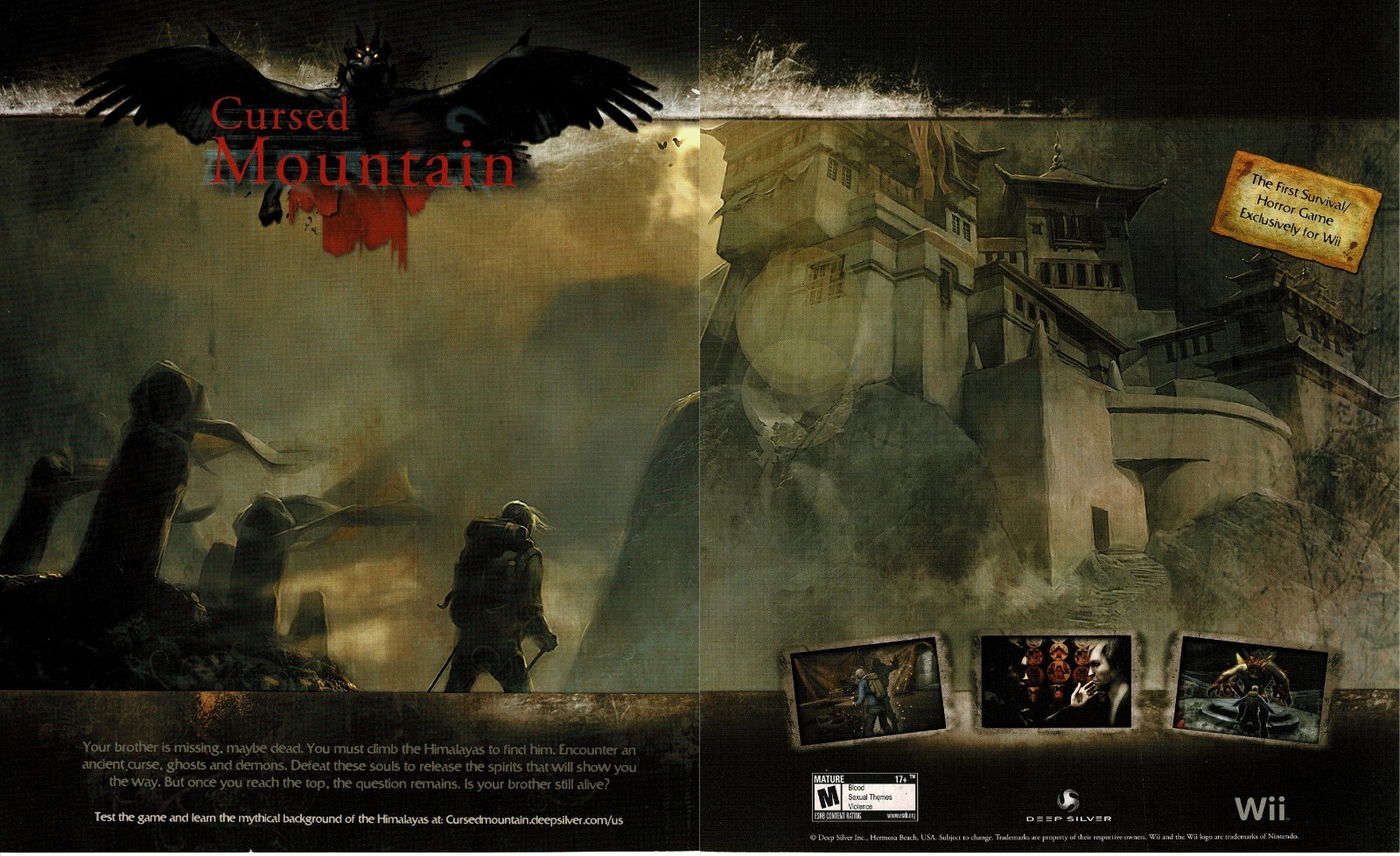2009 Cursed Mountain Video Game 2-page Vintage Print Ad Deep Silver