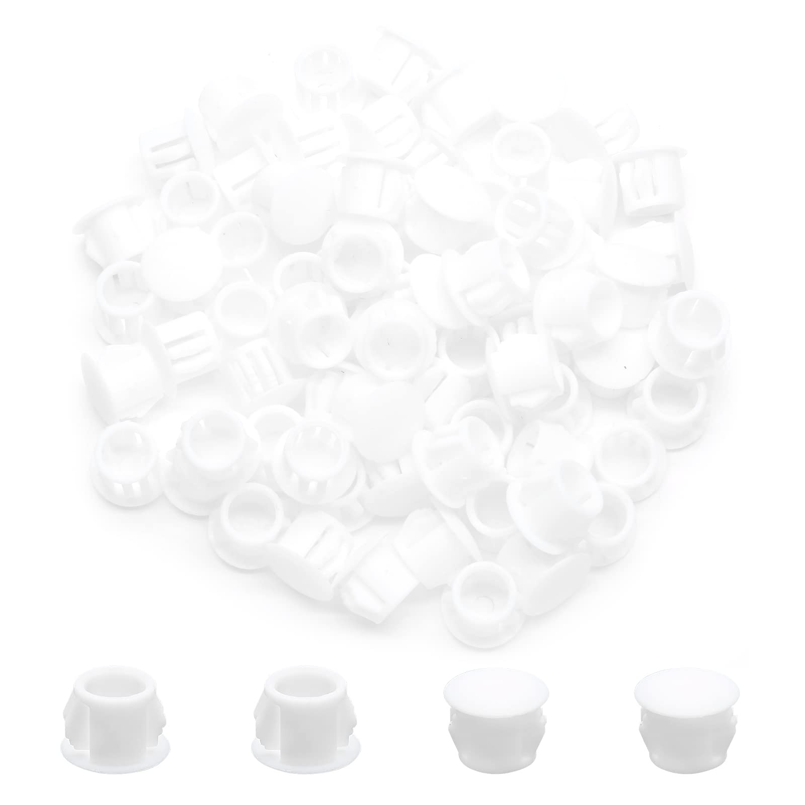 suiwotin Plastic Hole Plugs, White, 10mm (3/8"), 100PCS White