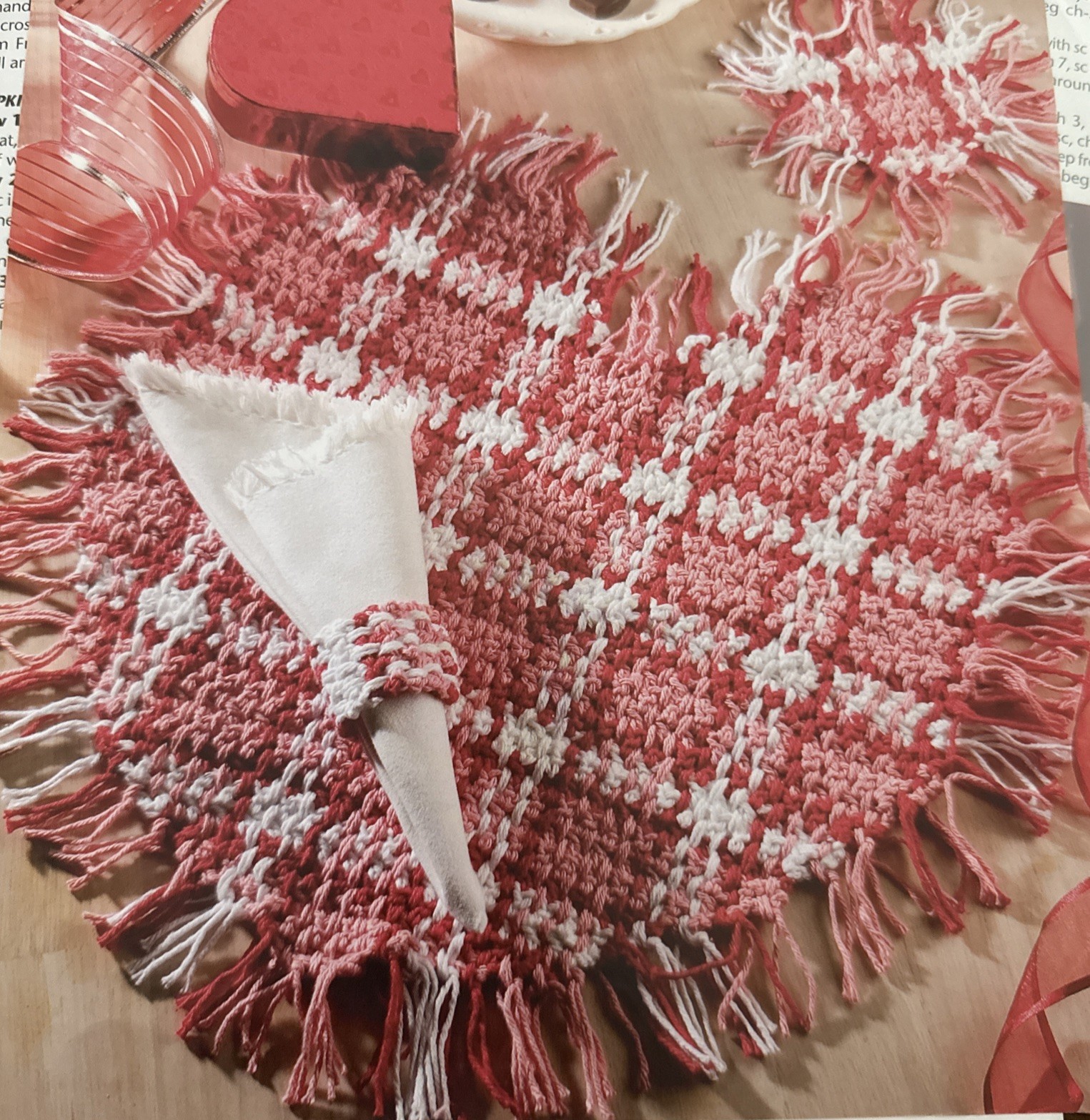 ~Crochet~Valentine Plaid Mat-Pattern Only~