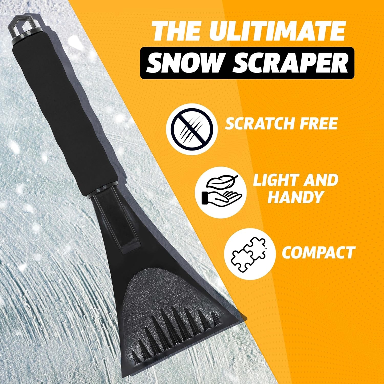 2 Pack Windshield Ice Scraper for Car Window Snow Frost Removal Foam Handle