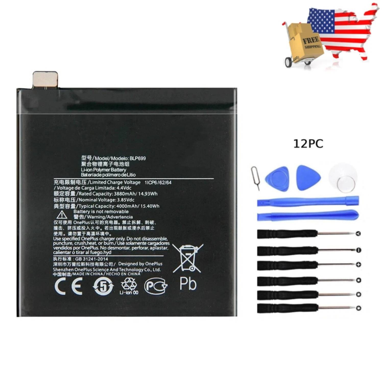 New Battery BLP699 For OnePlus 7 Pro GM1915 Replacement 4000mAh + Tools USA