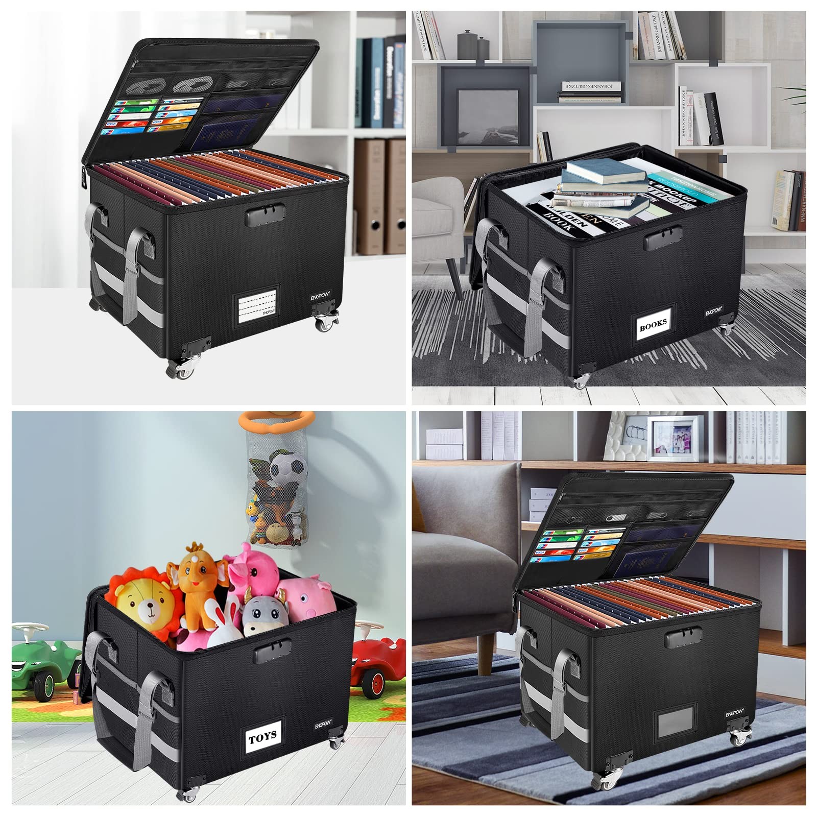 File Box With Wheels Fireproof Document Box With Lockcollapsible Rolling File St