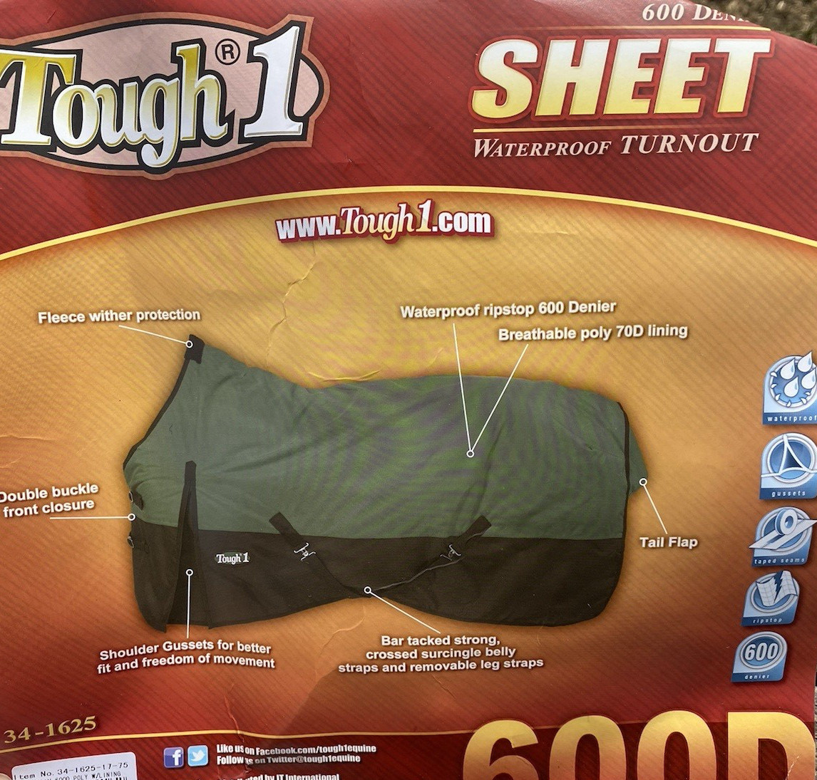 600d 75" Brown/Tan Tough 1 Waterproof turnout sheet