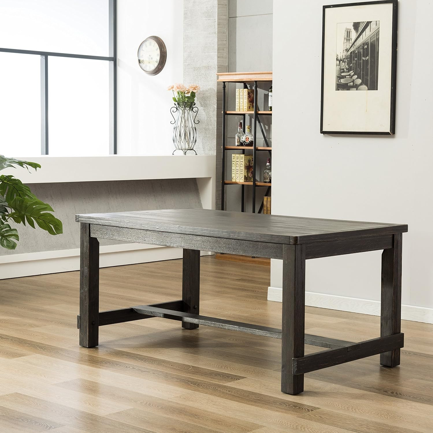 Leviton Wood Dining Set, Table with 4 Chairs, Gray
