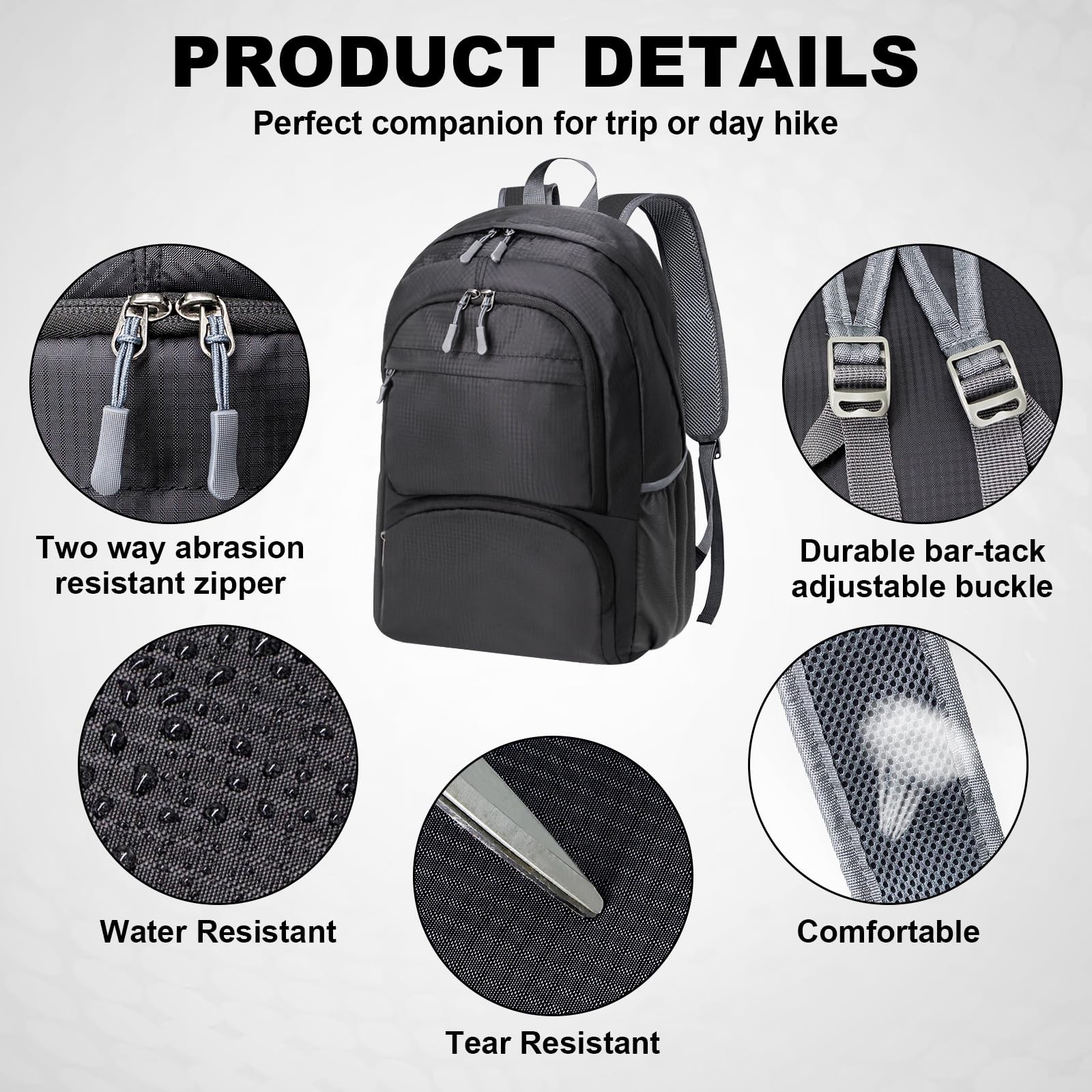 20L Lightweight Packable Hiking Daypack Foldable Backpack for Men Small Trave...