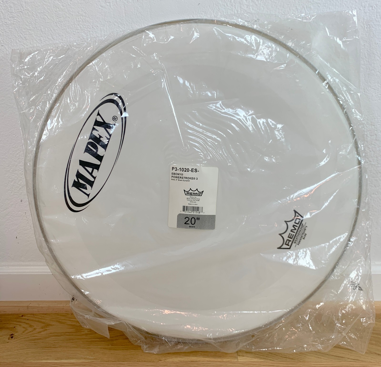 MAPEX 20-Inch Stock Factory Logo Graphic Bass Drum Head  White Powerstroke 3 P3