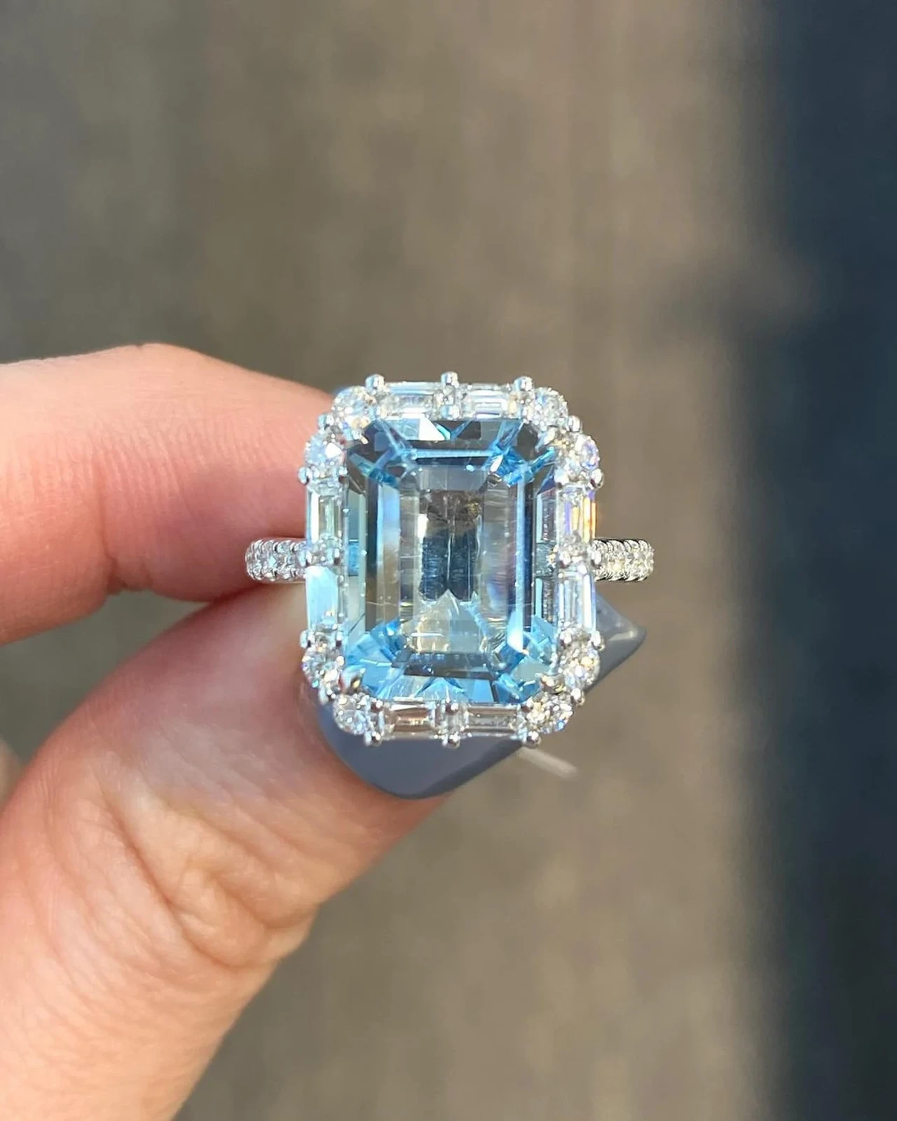 5.8 Ct Emerald Cut Natural Aquamarine Diamond Wedding Bridal Ring 14K White Gold