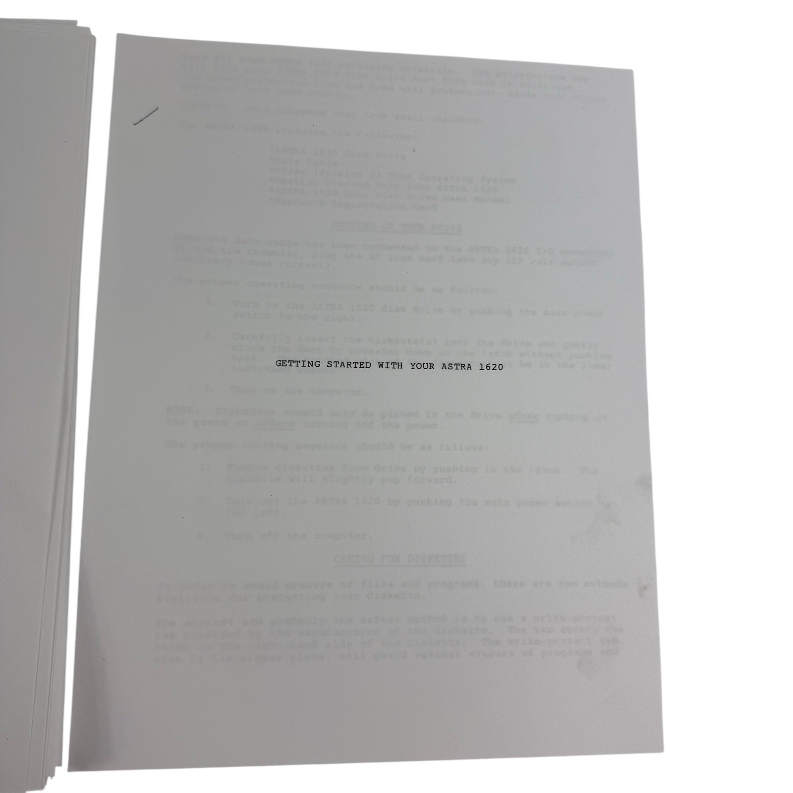 Astra 1620 Dual Disk Drive User Manual Instructions Getting Started Vintage