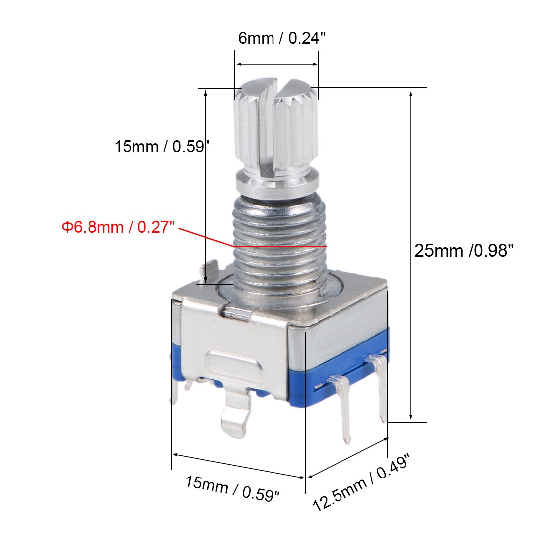 5pcs 360 Degree Rotary Encoder Code Switch Potentiometer EC11 7 Pins 15mm