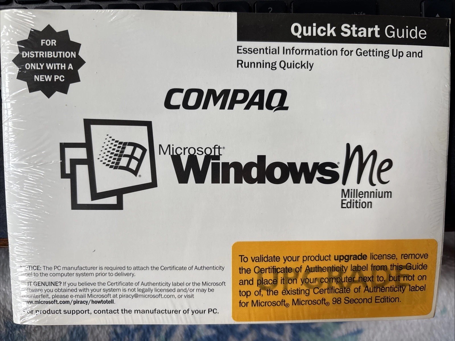 Microsoft Windows ME Millennium Edition Upgrade CD With Quick Start Guide NEW
