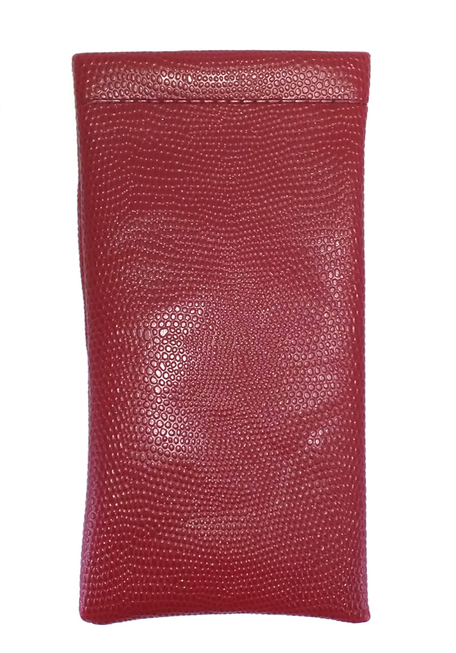 Soft Spring Top Eyeglass Case Squeeze Snap Closure Snakeskin Colors Synt.Leather