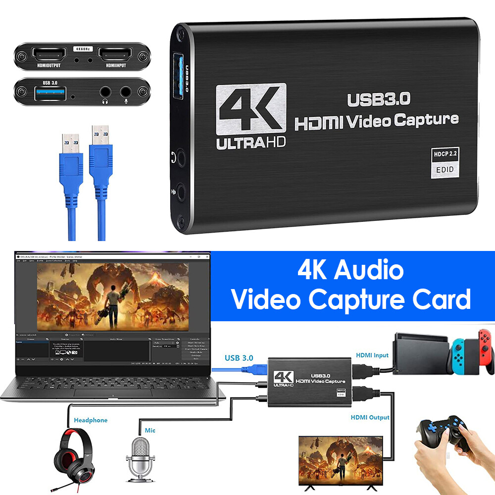 4K Video Capture Card 1080P 60fps HD Camera Recording HDMI to USB 3.0 Live Game