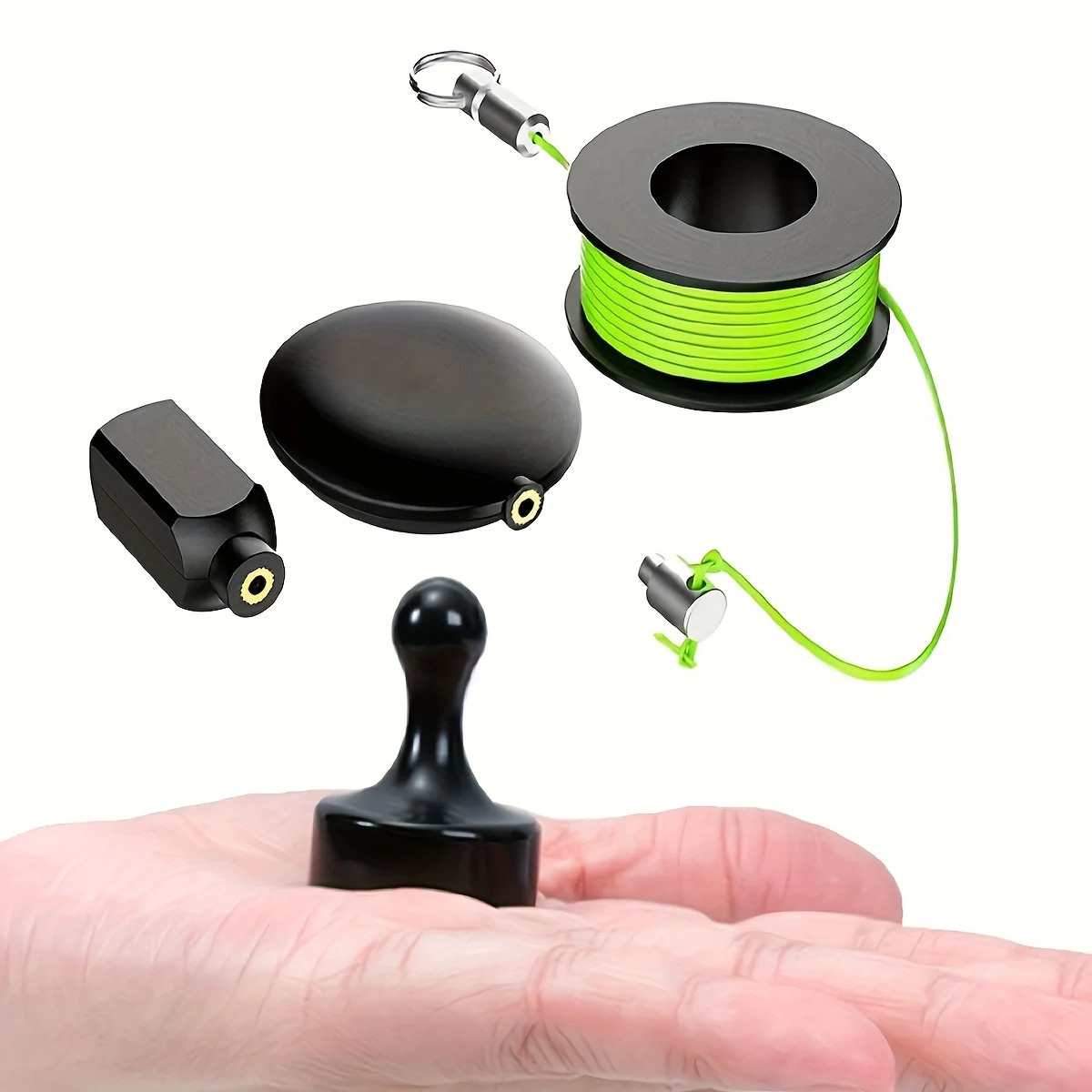 Magnetic Wire Puller Tool with Nylon Coated Hook & Flexible GreenYellow Line for