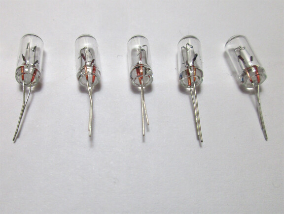 5 (Five) New 6v 60ma 4mm Grain-of-Wheat Bulbs Vintage Receiver Lights