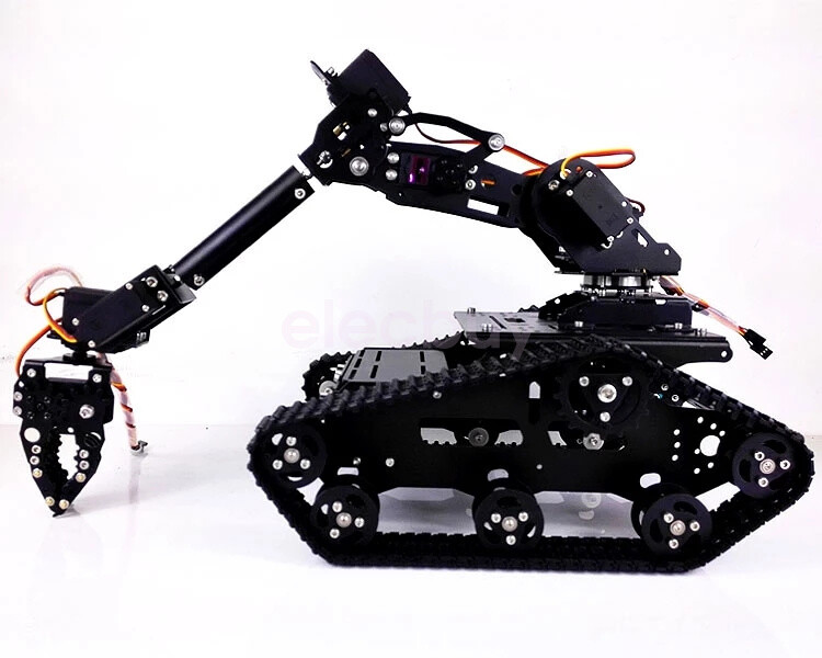 DIY Metal Robot Tank Chassis Tracked Vehicle 7 DOF Robot Arm With Digital Servo
