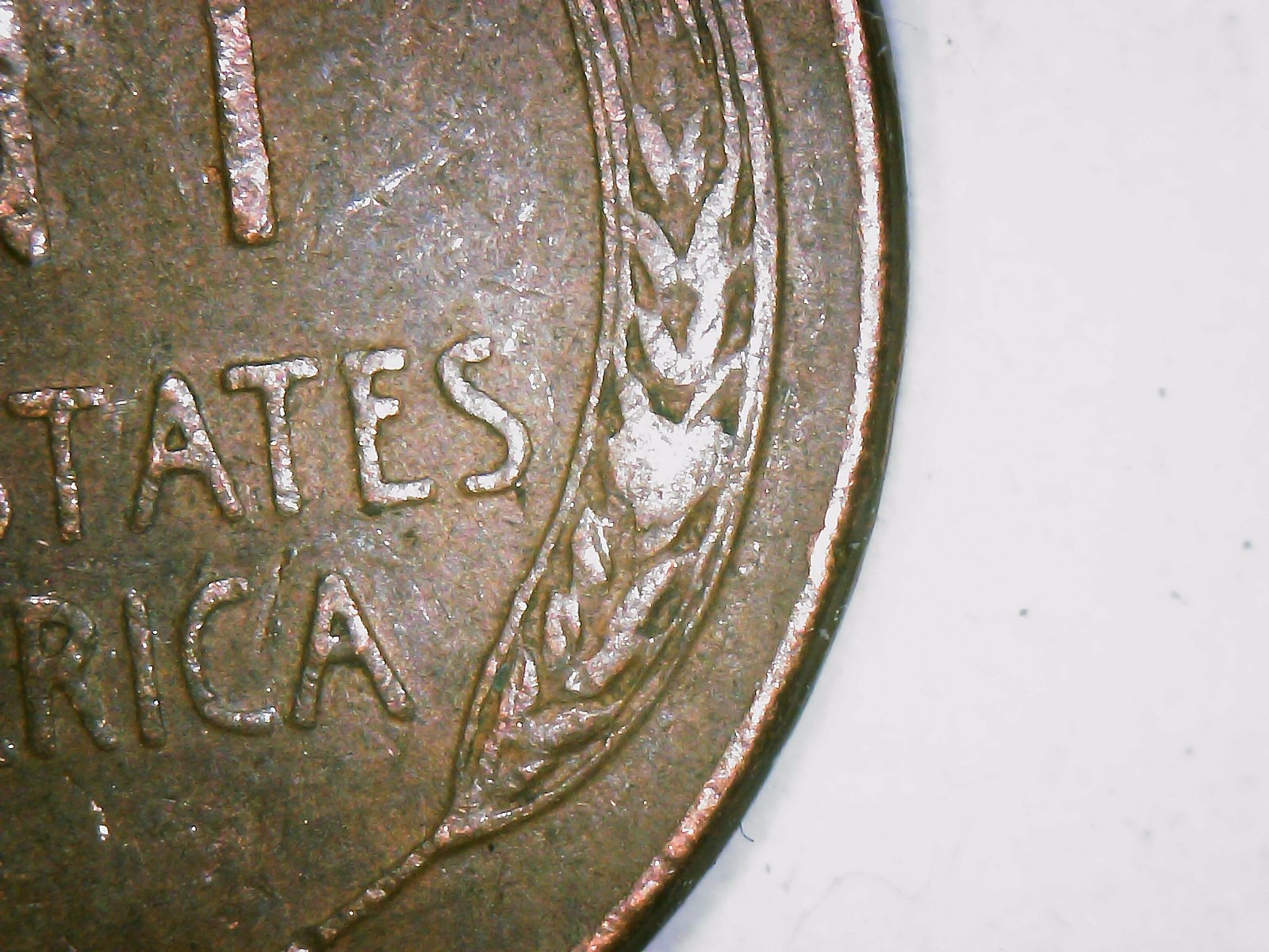 1957 d Wheat Penny Die Chip on Wheat Ears