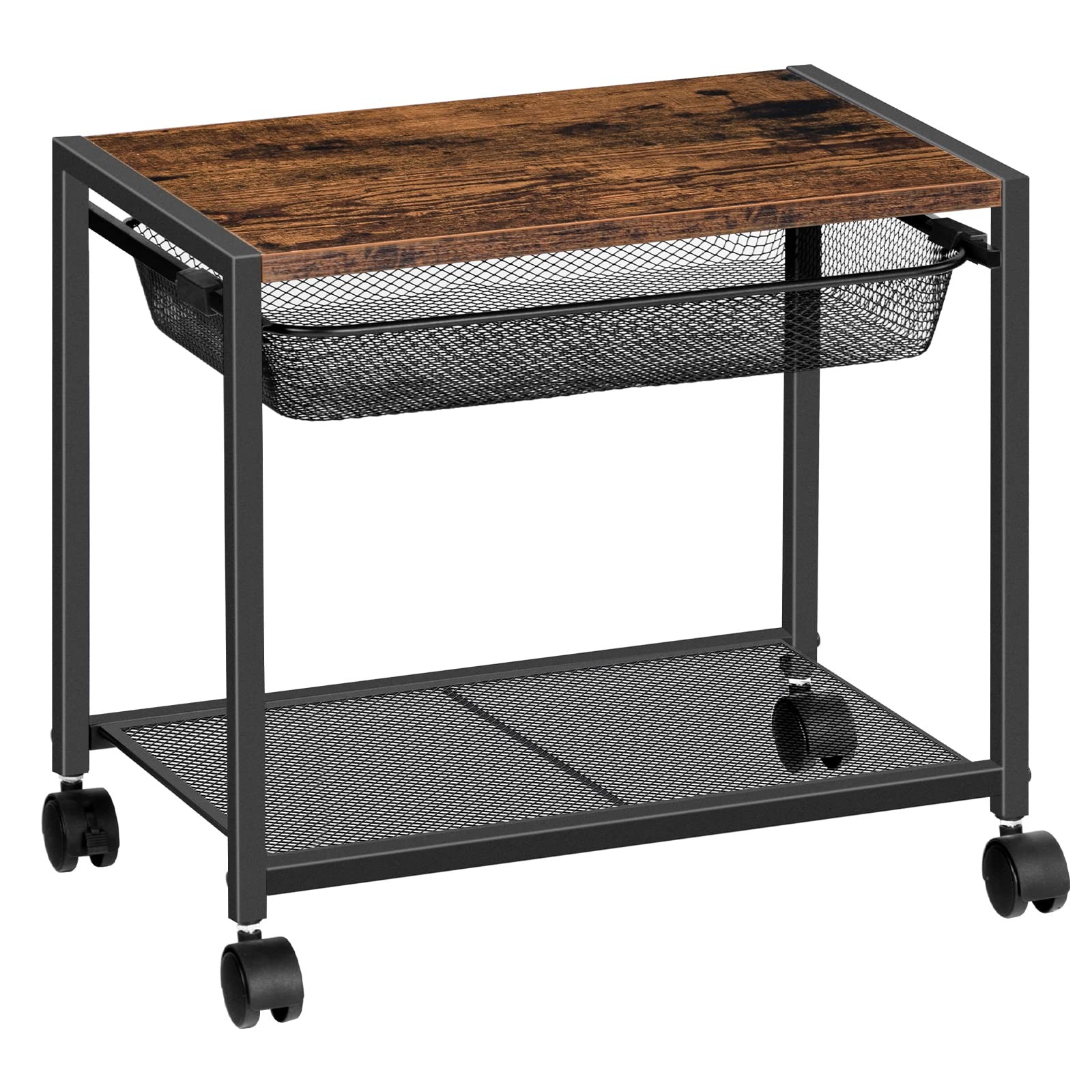 HOOBRO Under Desk Printer 17.91'' x 11.02'' x 16.1'', Rustic Brown + Black