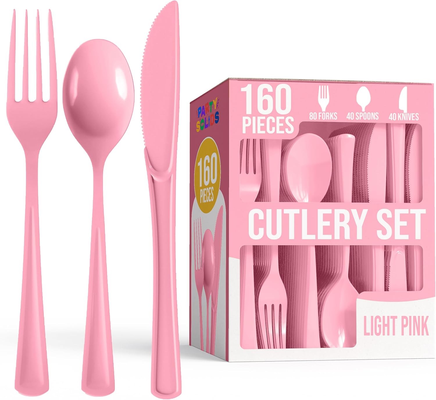 Pink Plastic Sierware Heavy Duty Pink Plastic Cutlery Set